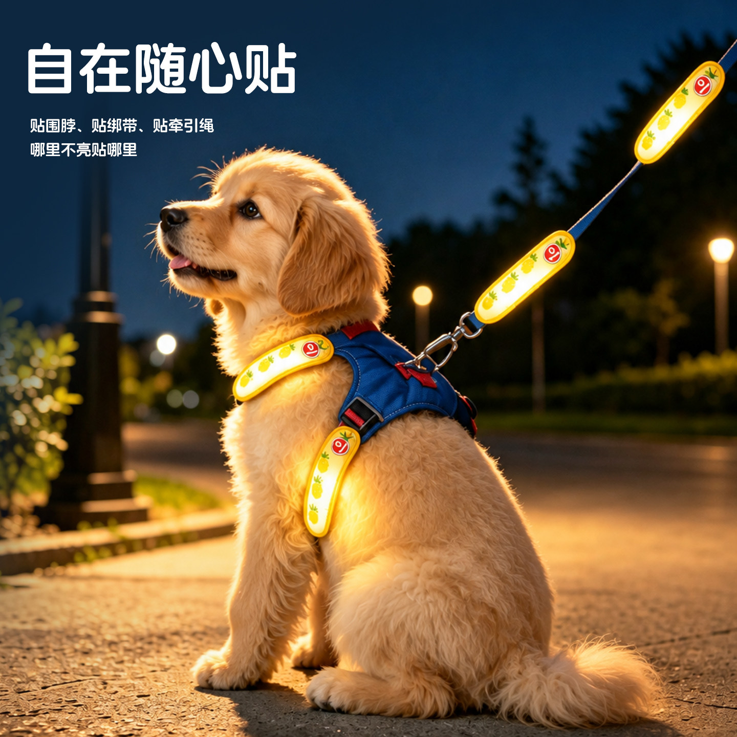 宠物LED发光带随心贴狗狗夜间遛狗警示灯安全防走失发光吊坠项圈