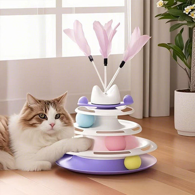 喵星球转盘猫玩具漏食逗猫棒羽毛