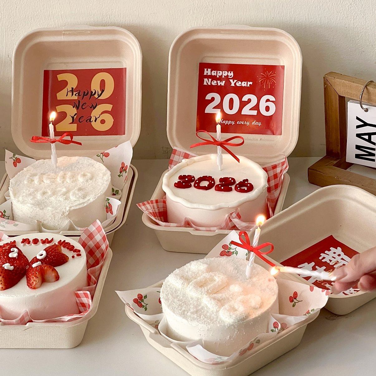 新年蛋糕包装盒2026少女心精致贴纸一次性纸盒氛围感情人节蛋糕,节庆用品/礼品,蛋糕/烘焙装饰用品,淘宝优惠券,粉丝福利购,淘宝优惠卷