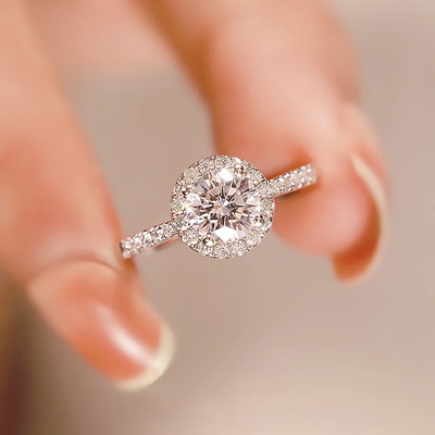 莫桑石钻戒女款情侣对戒一对