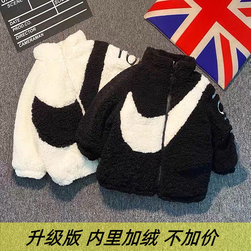 儿童加绒加厚秋冬羊羔毛棉衣外套