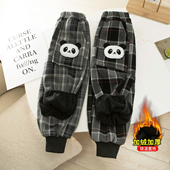 儿童格子裤 子 宝宝保暖一体绒裤 加绒加厚松紧腰男女童休闲裤 秋冬季