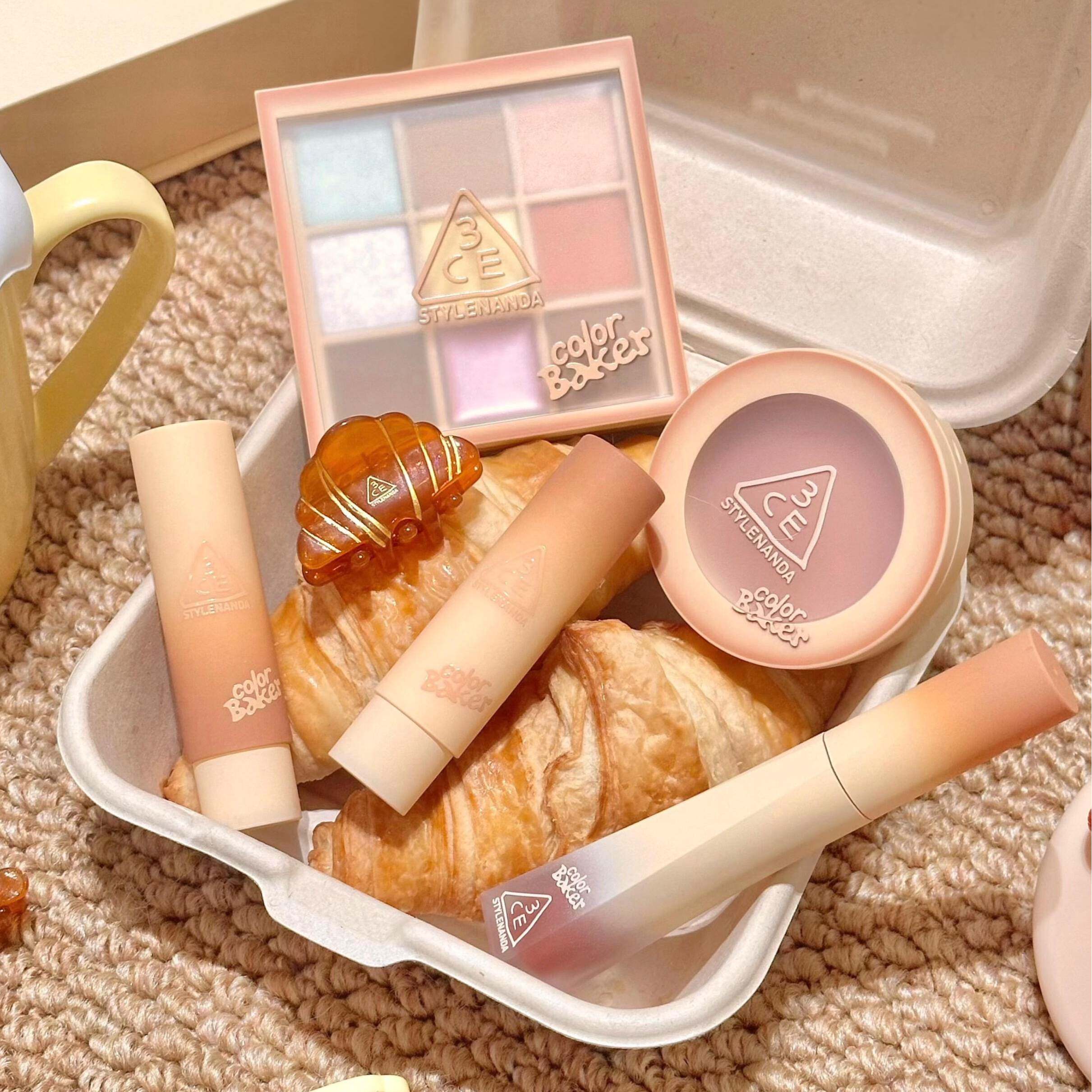 3ce色彩烘焙系列九色眼影BEIGE RECIPE海盐面包釉光唇膏高定唇釉
