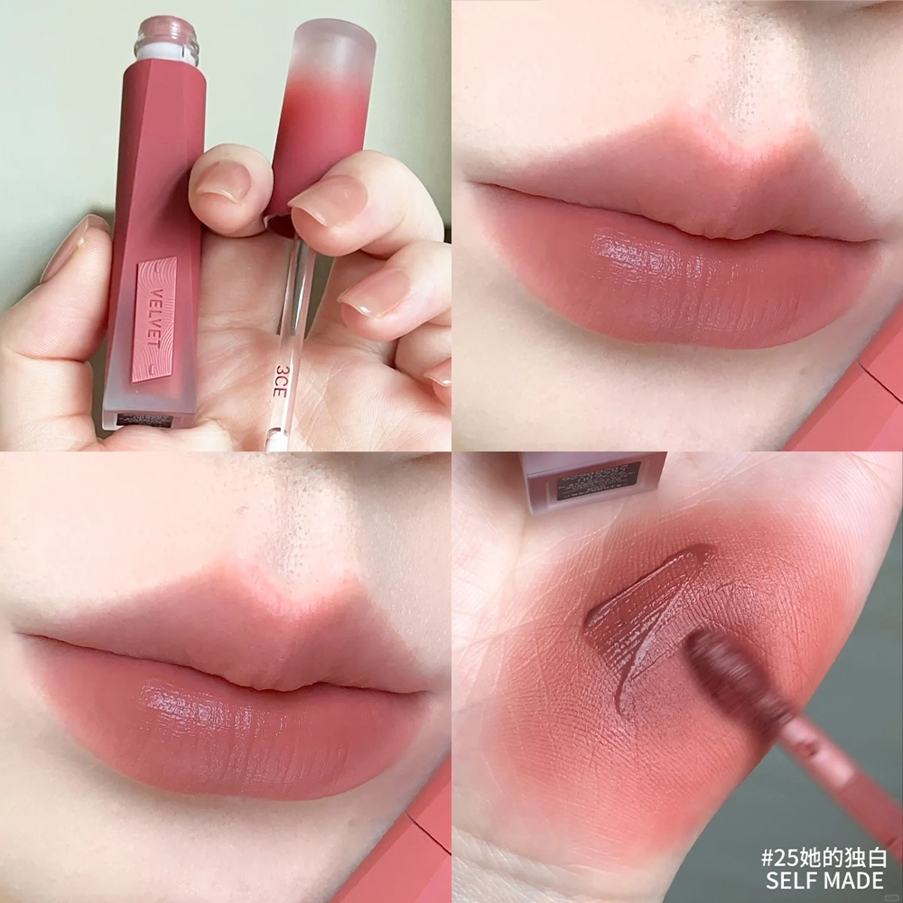 3CE第二代丝绒高定唇釉雾面哑光口红25SELF MADE她的独白奶杏裸色