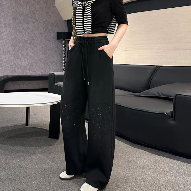2025冬季新款重工满天星休闲百搭宽松抽绳高腰显瘦加厚阔腿拖地裤,女装/女士精品,休闲裤,淘宝优惠券,粉丝福利购,淘宝优惠卷