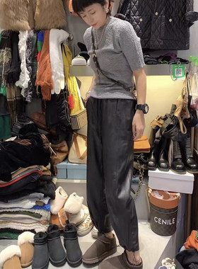 直筒宽松阔腿抽绳九分