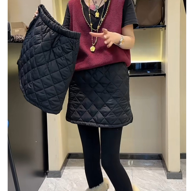 短裙A字韩版A字网格显瘦百搭