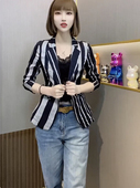 女潮 小西装 麻料西服女条纹常规防晒薄款 轻薄洋气小衫 2026春夏新款