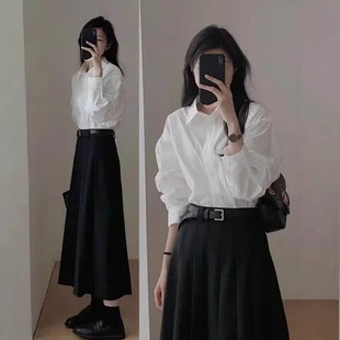 早秋装高级感衬衫白衬衣女春秋大码初显瘦新款小众上衣白色百搭