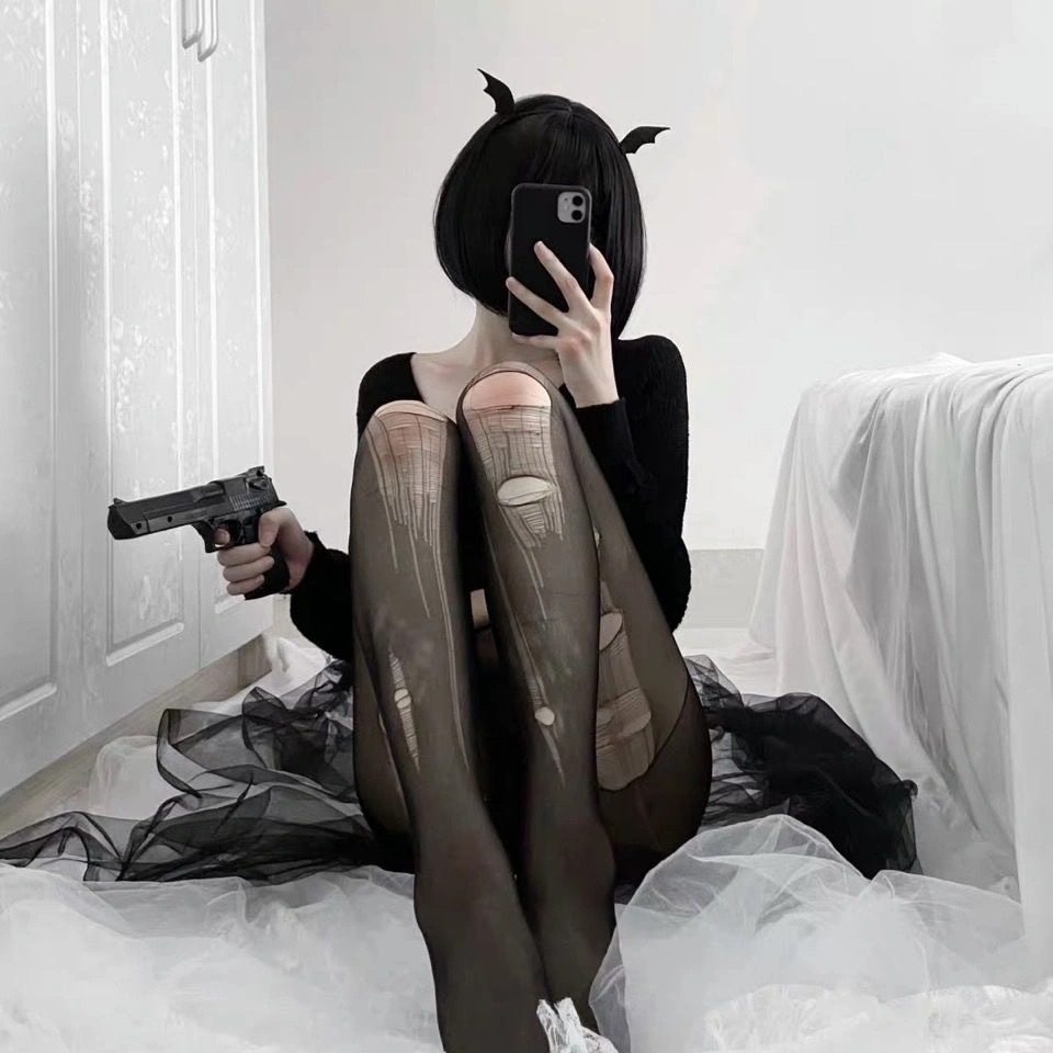 易撕一次性女薄款诱惑手撕jk黑丝性感连裤袜午夜修身魅惑