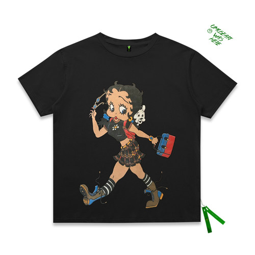潮复古贝蒂小姐oo印花衣服半袖