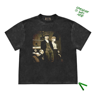 欧美vintagetee浴血黑帮谢尔比联名二次元电锯人玛奇玛短袖T恤