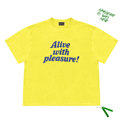 Alive with Pleasure快乐地活着至关重要英文印花图案宽松短袖T恤