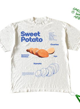 美式复古vintagetee简约土豆食物宽松短袖T恤学院风基础款unisex