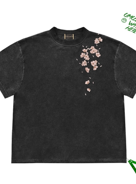 重磅潮牌 americanism夏季简约设计款创意花卉群街头圆领短袖T恤