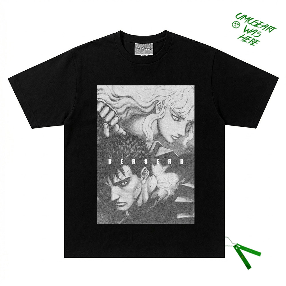 剑风传奇格里菲斯白月光街头暗黑风复古海报短袖T恤黑色高级感