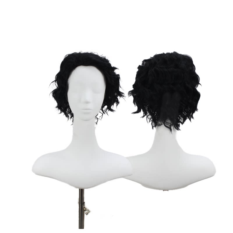 【烈火】排球少年！佐久早圣臣 黑色造型手缠卷发 cos动漫假发