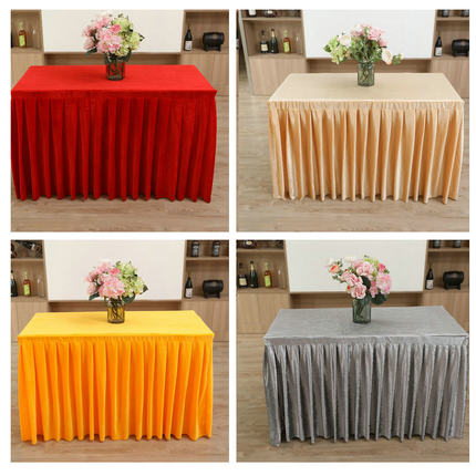 定做绒布会议台裙丝绒会议桌裙台裙金丝绒桌罩签到IBM台罩桌套