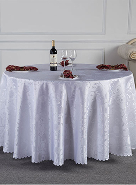 酒店桌布圆餐布方形圆形 圆桌台布 茶几金黄色大红色白色勾花牡丹