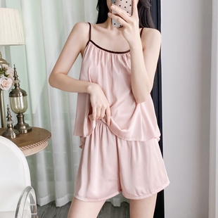 吊带短裤 2026新款 带胸垫宽松家居服两件套可外穿 夏季 性感睡衣女款