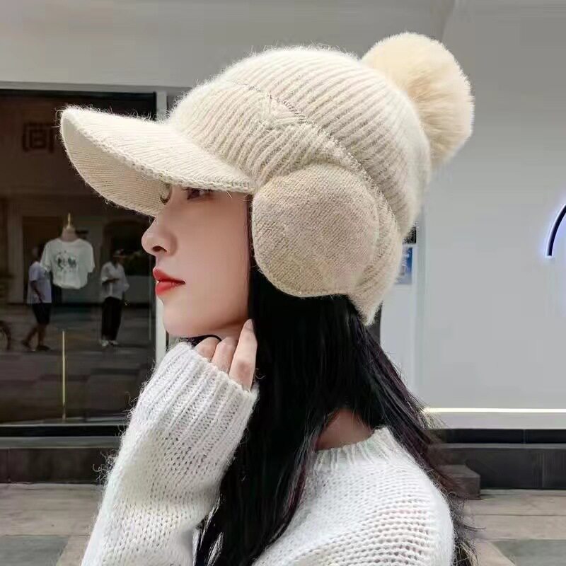 秋冬帽子女2025新款时尚潮流护耳显脸小毛线防寒针织包头雷锋帽