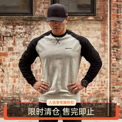 alphagym复古拼色长袖男经典t恤