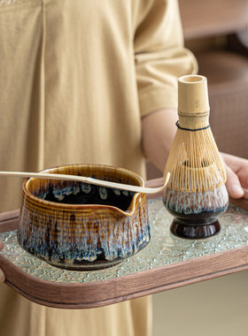 抹茶茶具七件套百本立茶筅立组合点茶抹茶打茶器工具套装日式创意