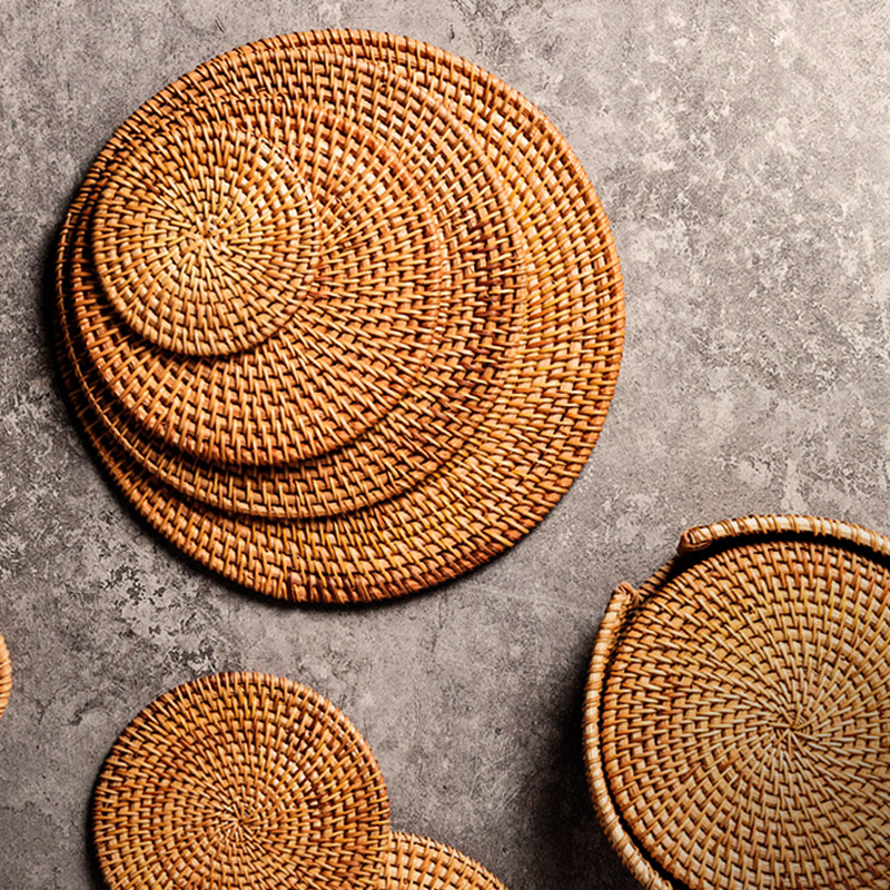 越南藤编杯垫茶具茶几餐桌垫茶道隔热垫书桌防烫滑茶壶托碗垫锅垫