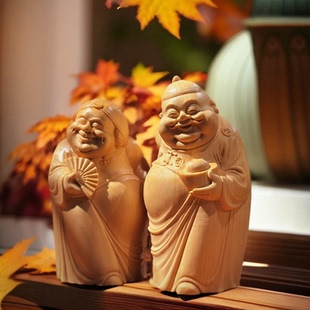 黄杨木地主手把摆件财主老爷守财奴防家居茶室摆设人物玄关茶空间