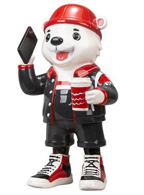 滑板熊潮玩卡通创意现代客厅装饰简约家居电视柜树脂小众摆件茶几