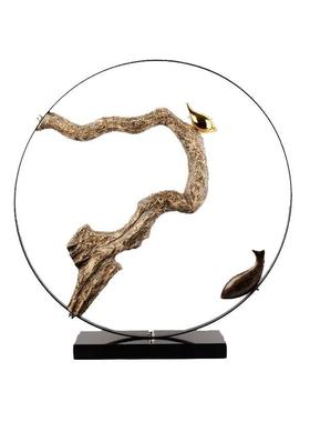 现货新中式铁艺飞鸟和鱼玄关家居饰品摆件