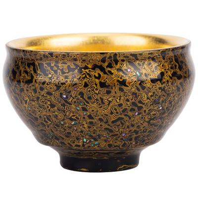 非遗天然大漆建盏轻奢鎏金主人杯复古风个人杯送礼自用高端品茗杯