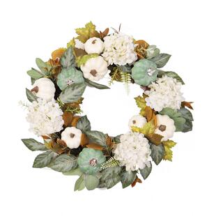 鸿禹秋色仿真绣球花环感恩节枫叶南瓜花环PVC圈花环万圣节