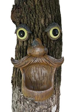 新品树皮怪喂鸟器花园装饰树脂工艺品树上喂鸟工具庭院饰品