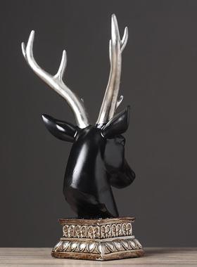 美式轻奢鹿头摆设工艺品欧式鹿模型家居电视柜样板房软装饰品摆件