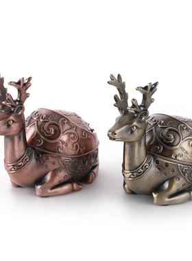 欧式五金工艺品动物款小猪羊鹿蟾蜍外形烟灰缸桌面五金摆件