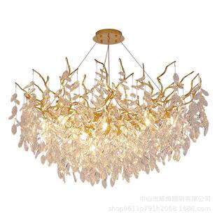 奢华水晶灯简约大气法式意式客厅灯美式树枝轻奢卧室客厅水晶吊灯
