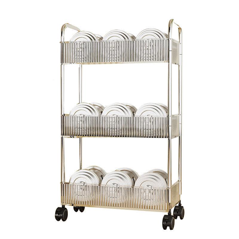 透明克力零纳食小车置物亚架落地亚克力置移动浴室收盒多推层化妆