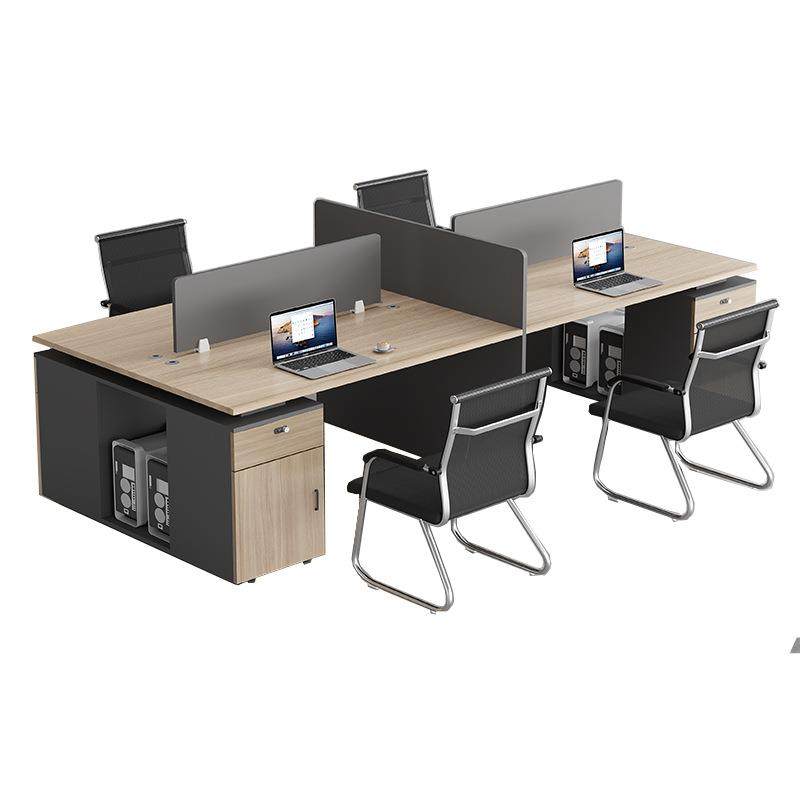 简约现代板式职员办公桌椅组合办公室带柜四人办公桌员工位工位桌