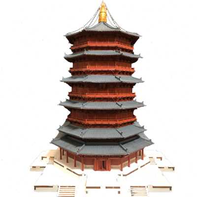 应县木塔模型中国古建筑辽代楼阁微缩拼装木质手工3d立体diy包邮o