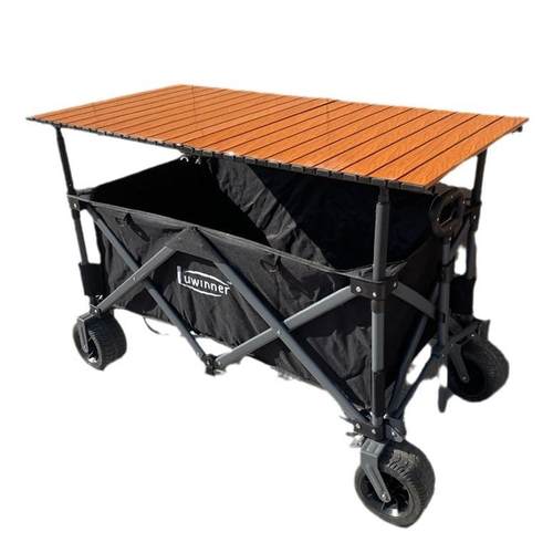 摆摊手拉车可升降加高户外野营夜市地摊桌板可折叠聚拢款营地车