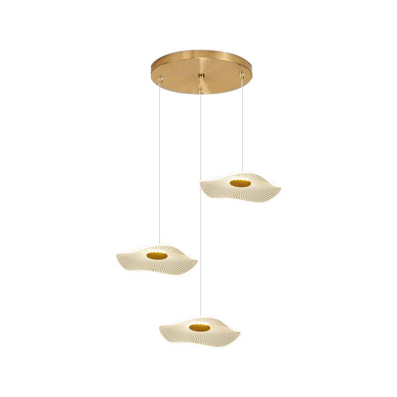 小挑复式楼客厅大吊灯荷叶lot公寓跃高中f空别墅楼层梯长吊灯创意