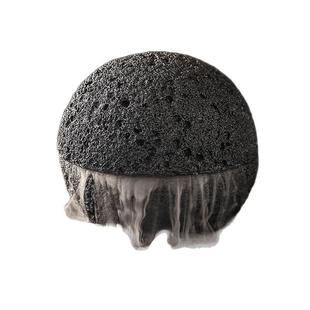 创意星球火山石球形圆形煤球盅黑色月球餐具酒店分子料理位上盘子