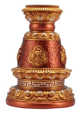 八吉祥彩绘长柄手摇转金轮底座彩绘树脂转经简座子锡杖家用大号