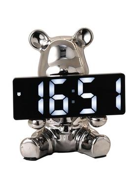 创意轻奢数字智能桌面台式钟表家居客厅卧室摆放电子钟台钟小摆件