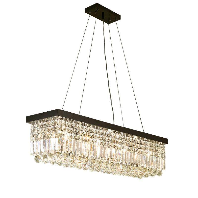 餐厅吊灯水晶灯轻奢现代简约创意家用长方形饭厅吧台隔断灯具