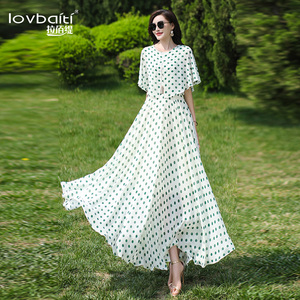 波点连衣裙女装2026夏新款显瘦高级感气质大摆长裙雪纺沙滩裙812
