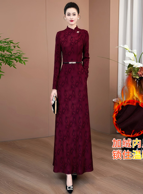 超好看的冬装连衣裙女2025新款轻奢高级感加厚加绒显瘦气质长裙子