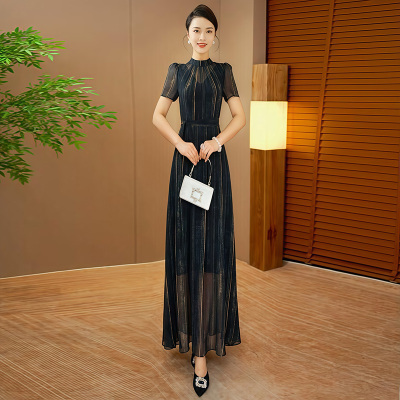 拉佰缇条纹好看显瘦雪纺连衣裙