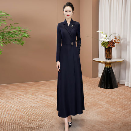 出席重要场合的裙子2025春秋新款高档气质收腰显瘦长袖连衣裙0206